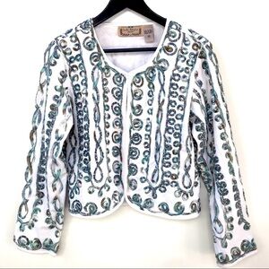 Costal Grandma White jacket w/ Quilted Details Life Style Petite Jacket, Size MP